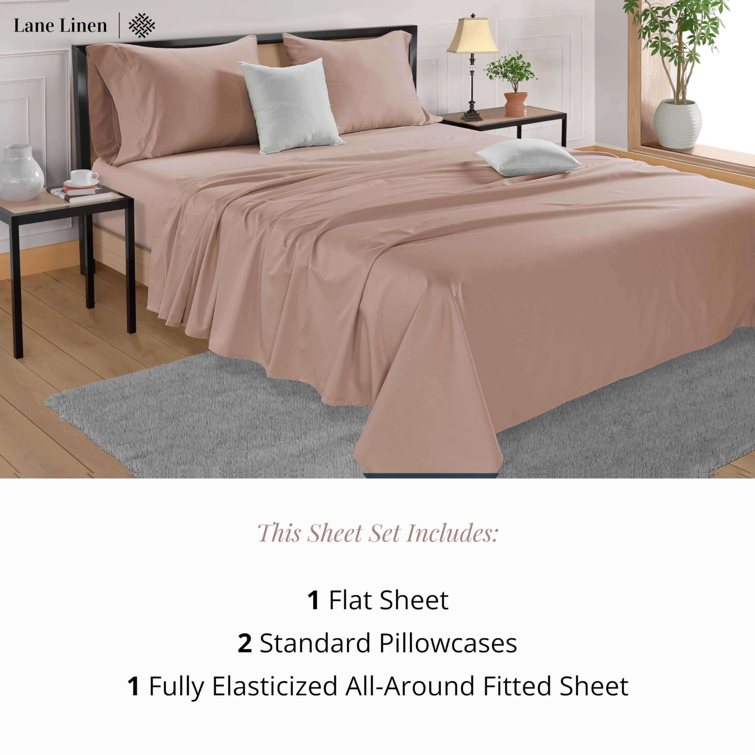 Foto 3 | Juego de Sábanas Lane Linen Rosa California King 600tc 100% Algodón - Venta Internacional