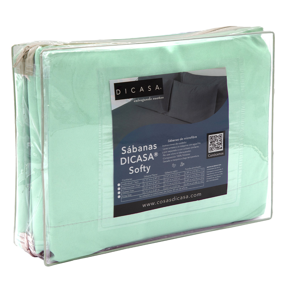 Foto 6 | Sabanas Softy Color Menta Matrimonial