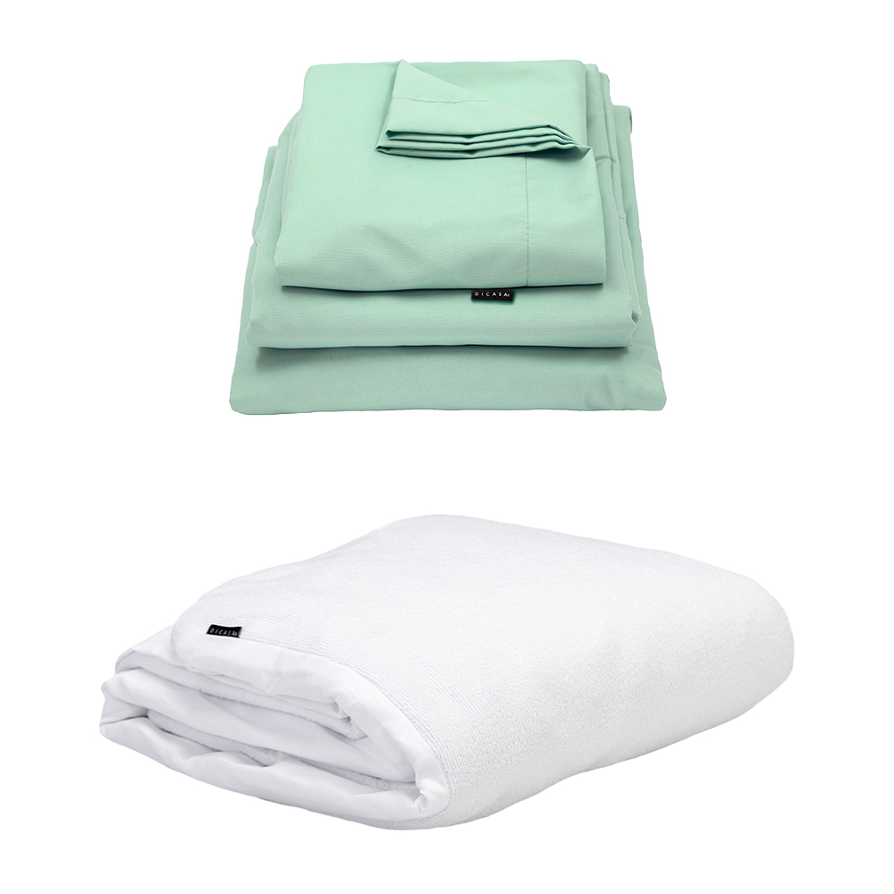 Foto 2 pulgar | Protector Cloud + Sabanas Softy Menta Queen Size