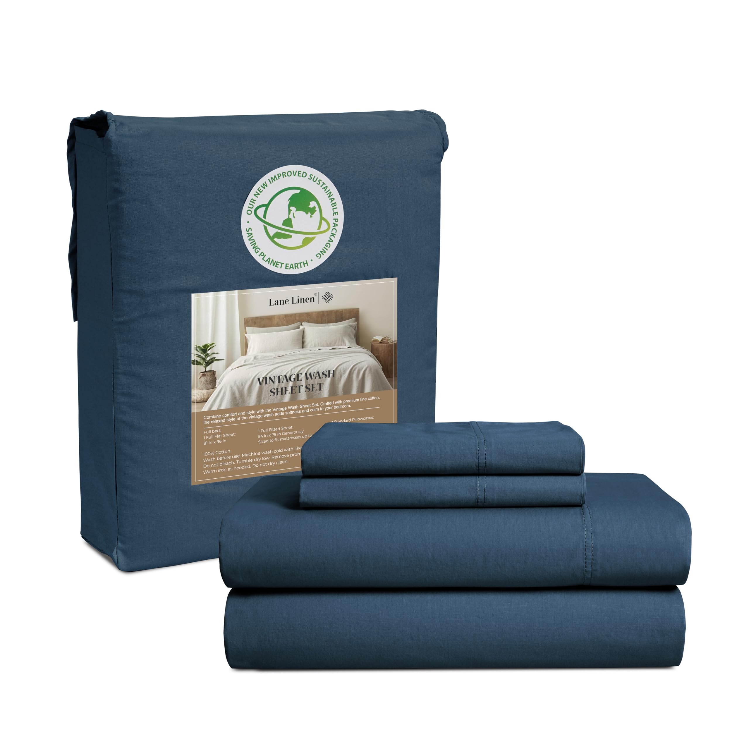 Juego de Sábanas Lane Linen Azul-Venta Internacional