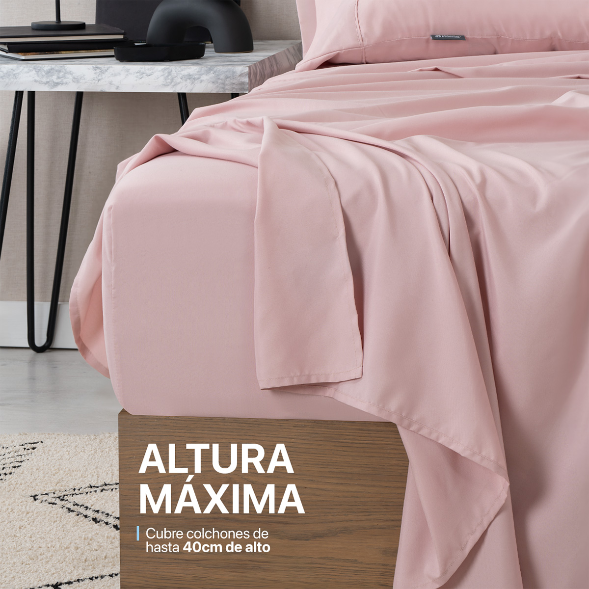 Foto 8 pulgar | Juego De Sábanas De Microfibra Esquimal Palo De Rosa-gris Matrimonial + 4 Fundas De Almohada