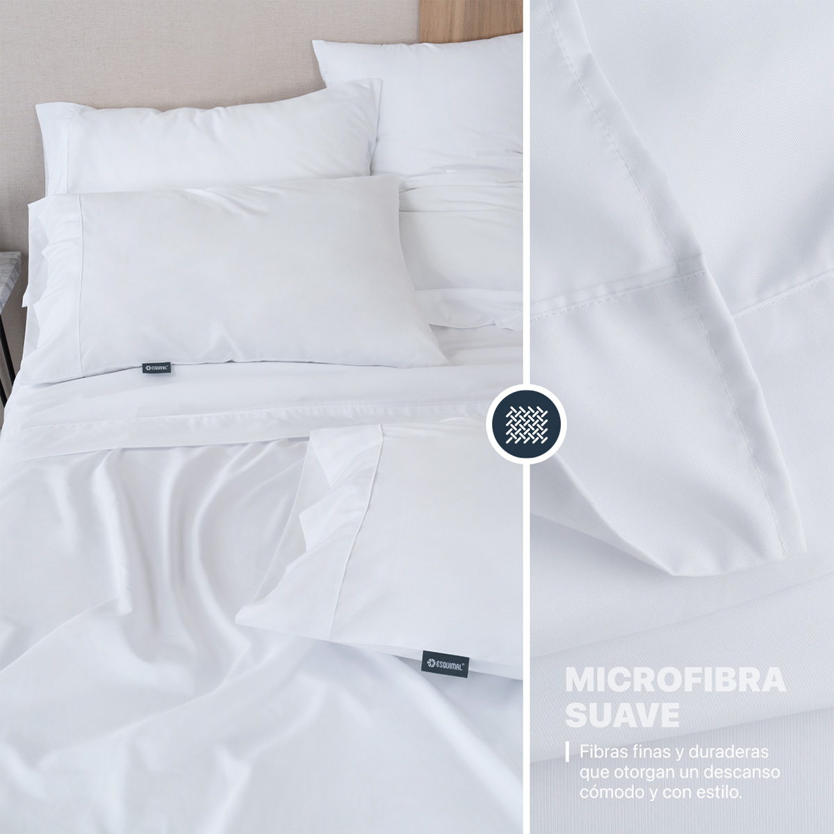 Foto 6 pulgar | Juego De Sábanas De Microfibra Esquimal Blanco Queen Size + 4 Fundas De Almohada