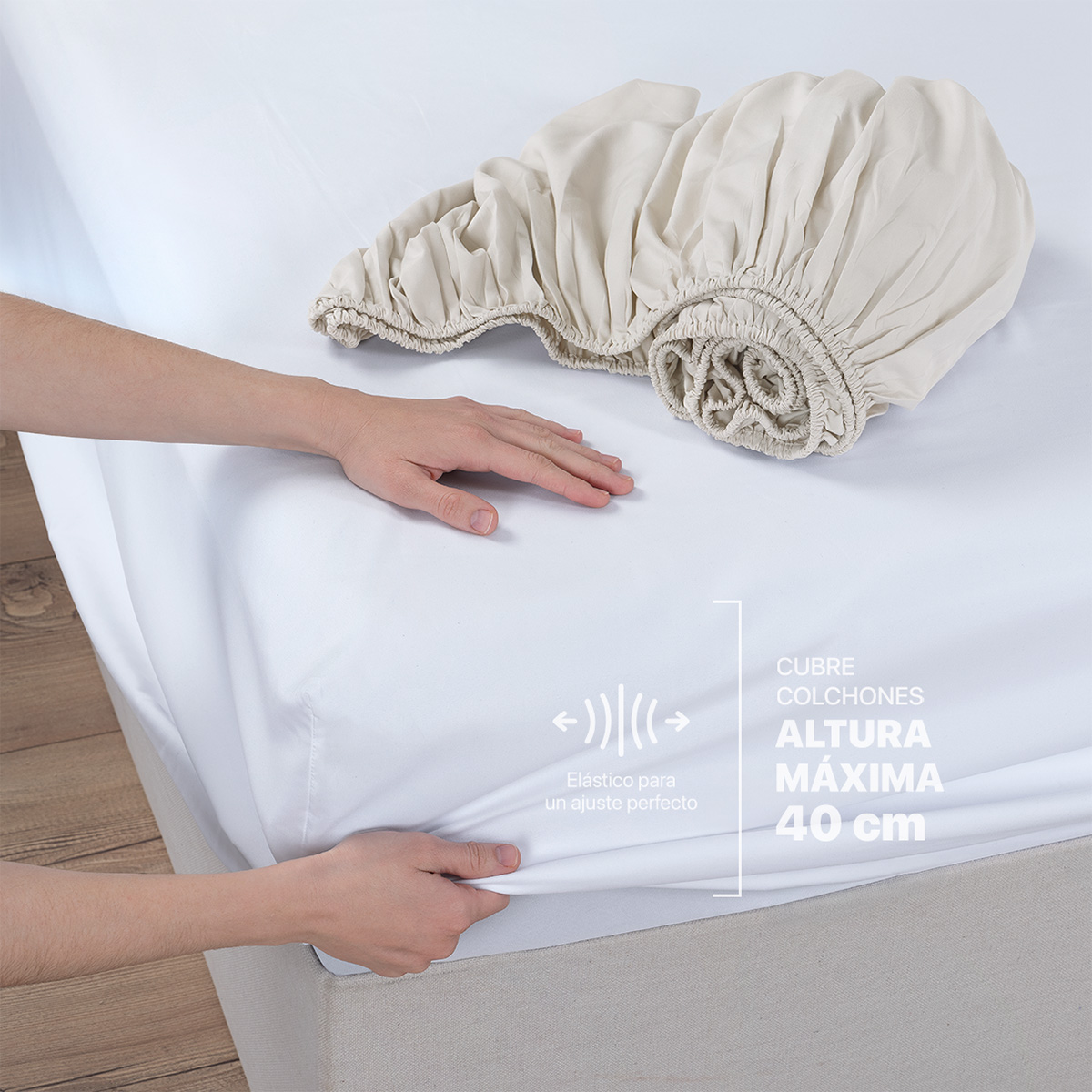 Foto 6 pulgar | Paquete De 2 Juegos De Sábanas De Microfibra Real Textil Blanco-beige Matrimonial