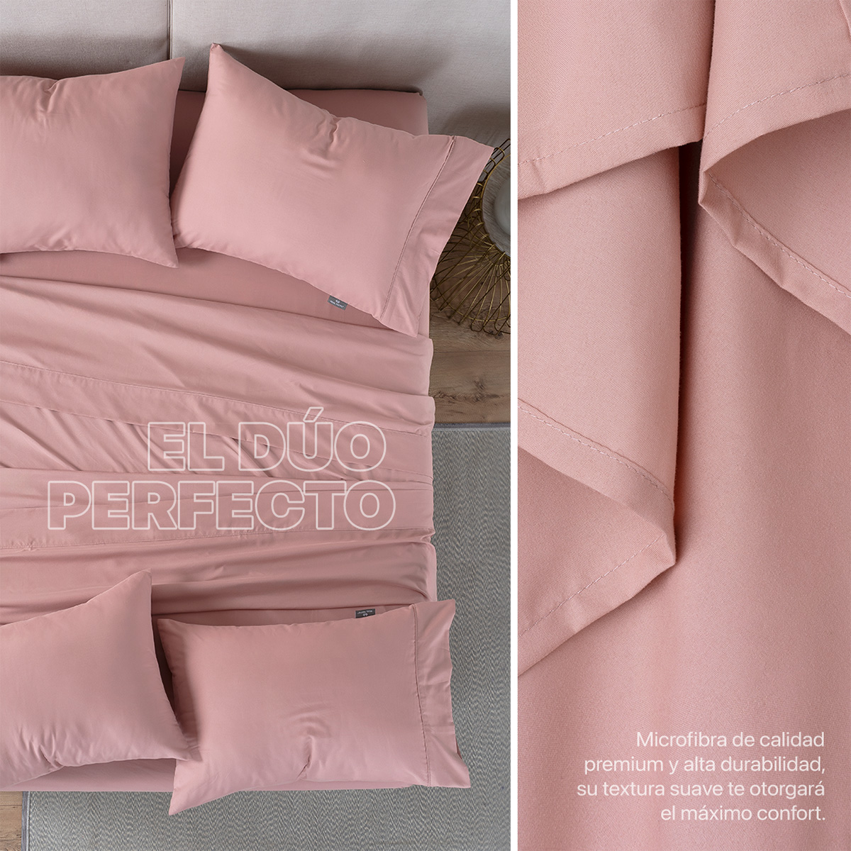 Foto 8 pulgar | Paquete De 2 Juegos De Sábanas De Microfibra Real Textil Rosa Matrimonial