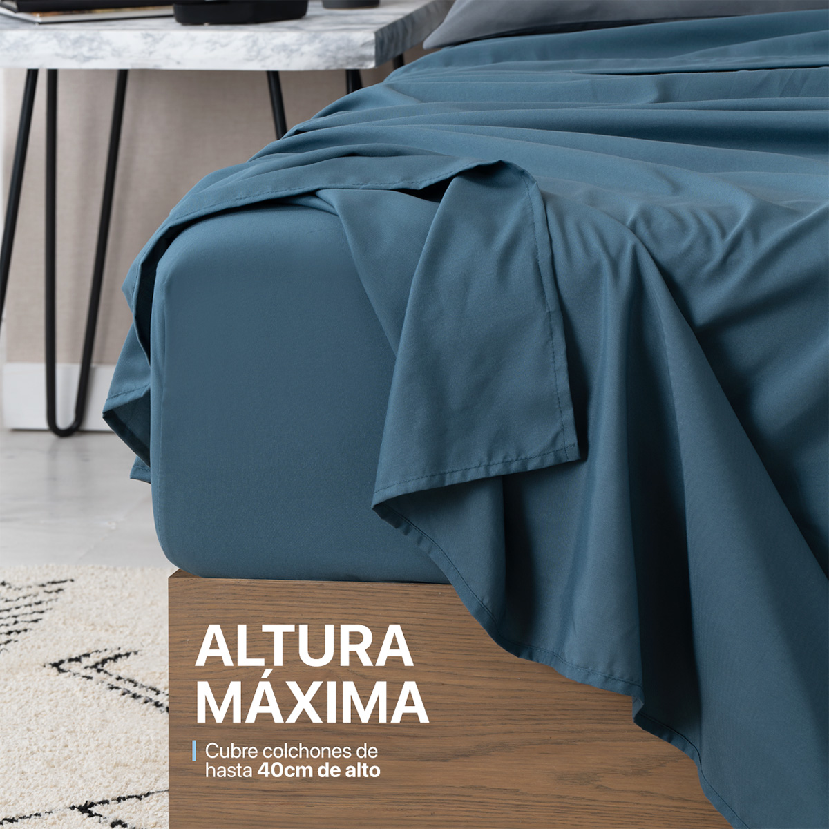 Foto 8 pulgar | Juego De Sábanas De Microfibra Esquimal Azul Marino-gris Matrimonial + 4 Fundas De Almohada