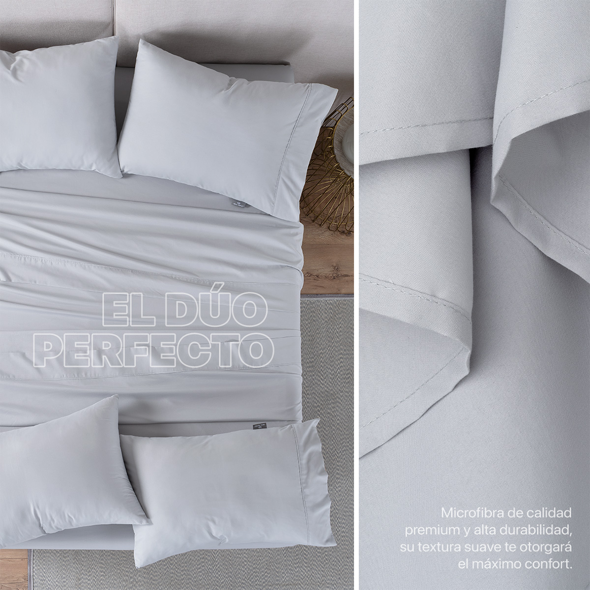 Foto 8 pulgar | Paquete De 2 Juegos De Sábanas De Microfibra Real Textil Gris Matrimonial