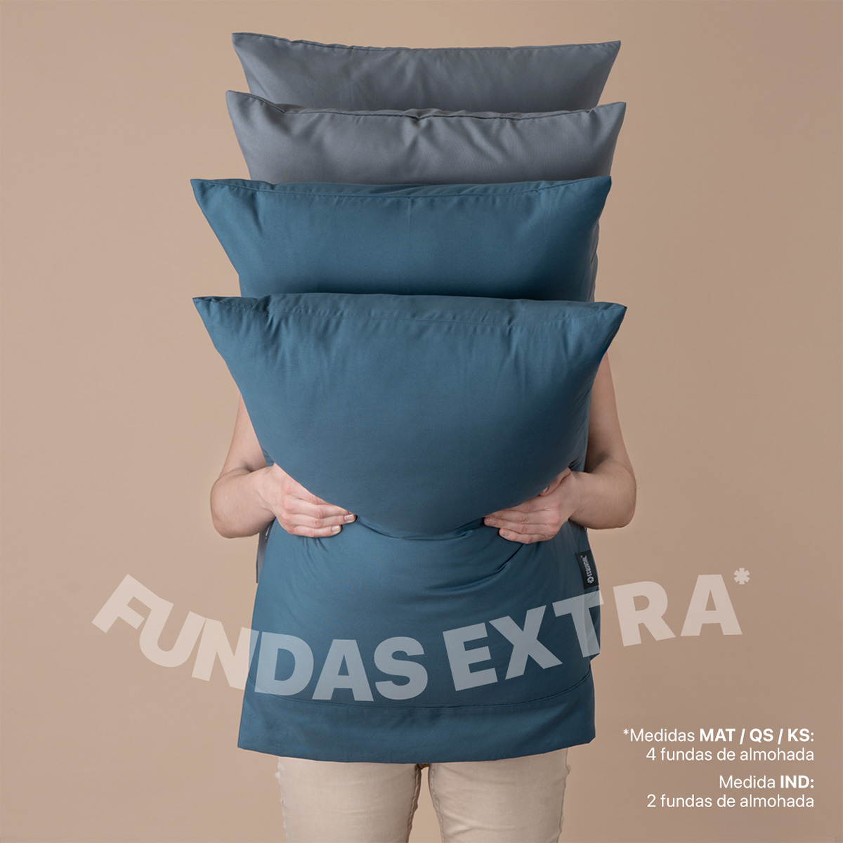 Foto 3 | Juego De Sábanas De Microfibra Esquimal Azul Marino-gris  King Size + 4 Fundas De Almohada