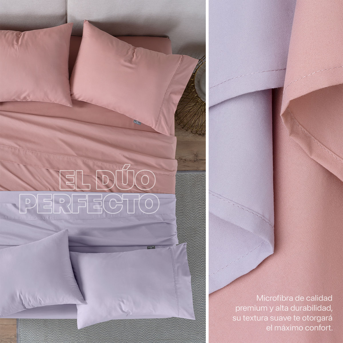 Foto 7 | Paquete de 2 Juegos de Sábanas de Microfibra Real Textil Rosa-Violeta Individual