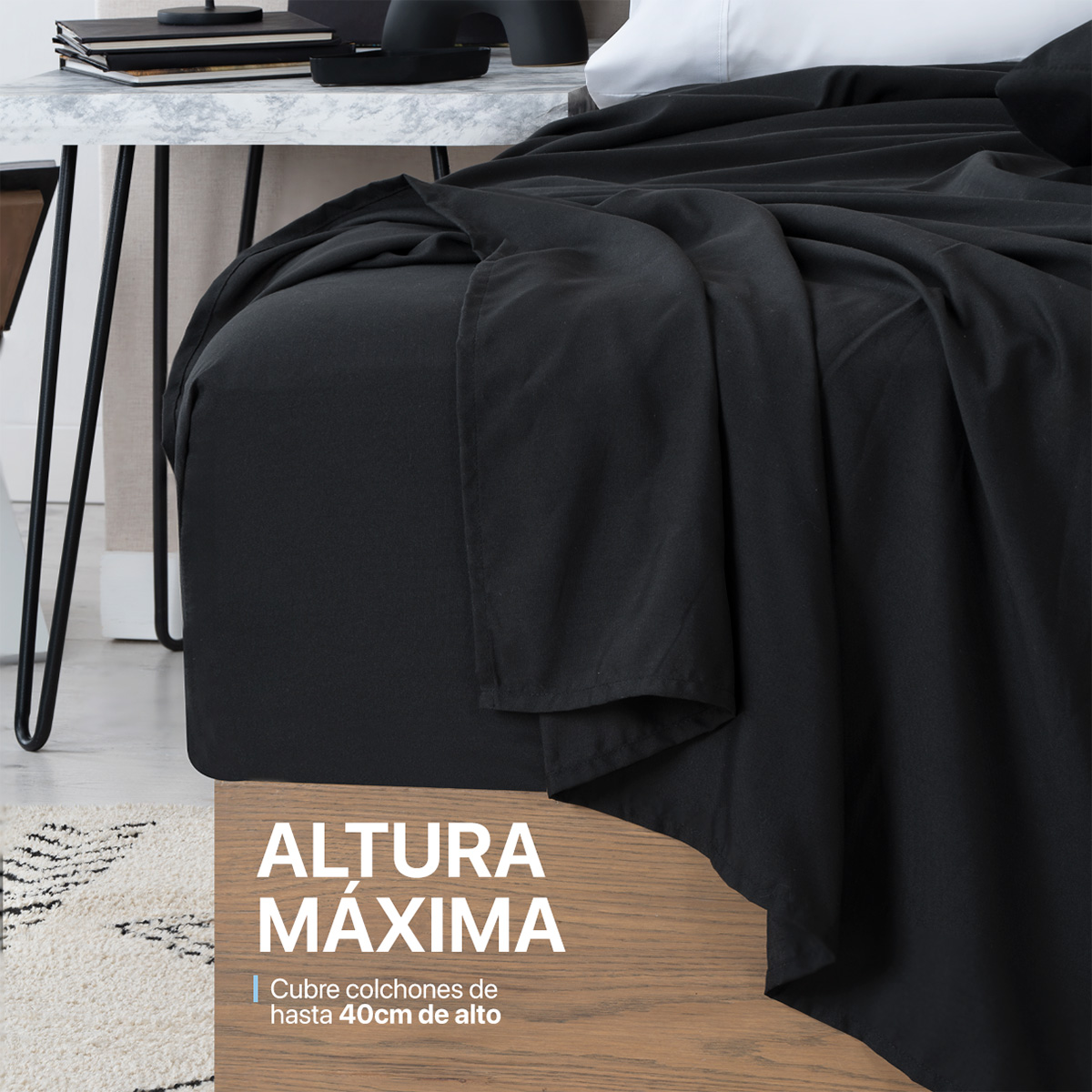 Foto 7 | Juego De Sábanas De Microfibra Esquimal Negro-blanco King Size + 4 Fundas De Almohada