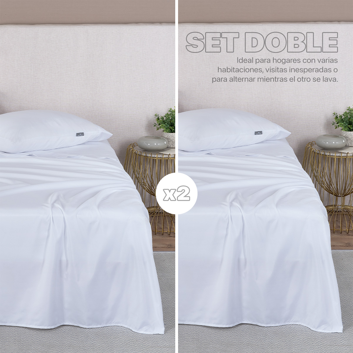 Foto 3 pulgar | Paquete De 2 Juegos De Sábanas De Microfibra Real Textil Blanco Matrimonial