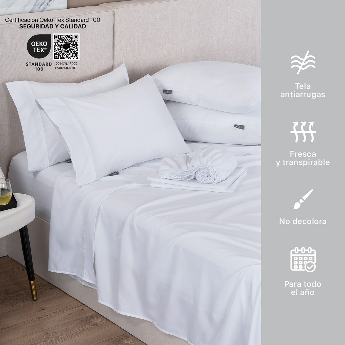 Foto 4 pulgar | Paquete De 2 Juegos De Sábanas De Microfibra Real Textil Blanco Matrimonial