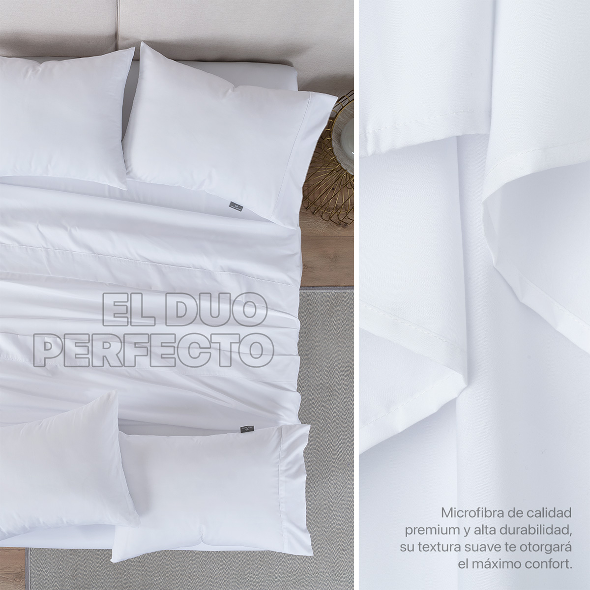 Foto 8 pulgar | Paquete De 2 Juegos De Sábanas De Microfibra Real Textil Blanco Matrimonial