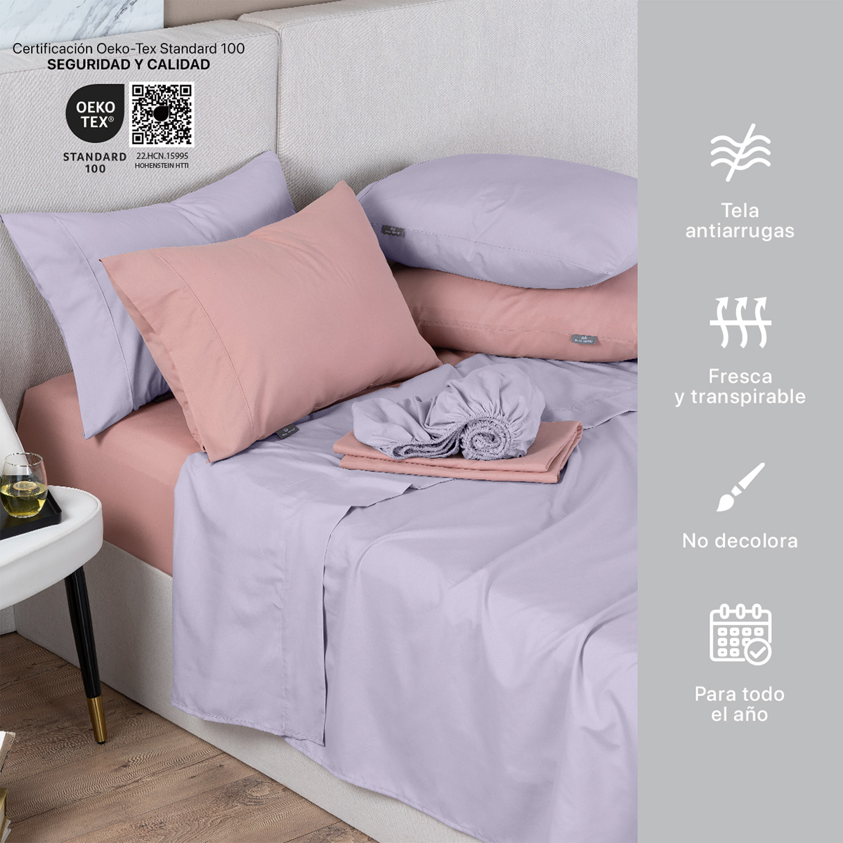 Foto 4 pulgar | Paquete De 2 Juegos De Sábanas De Microfibra Real Textil Rosa-violeta King Size
