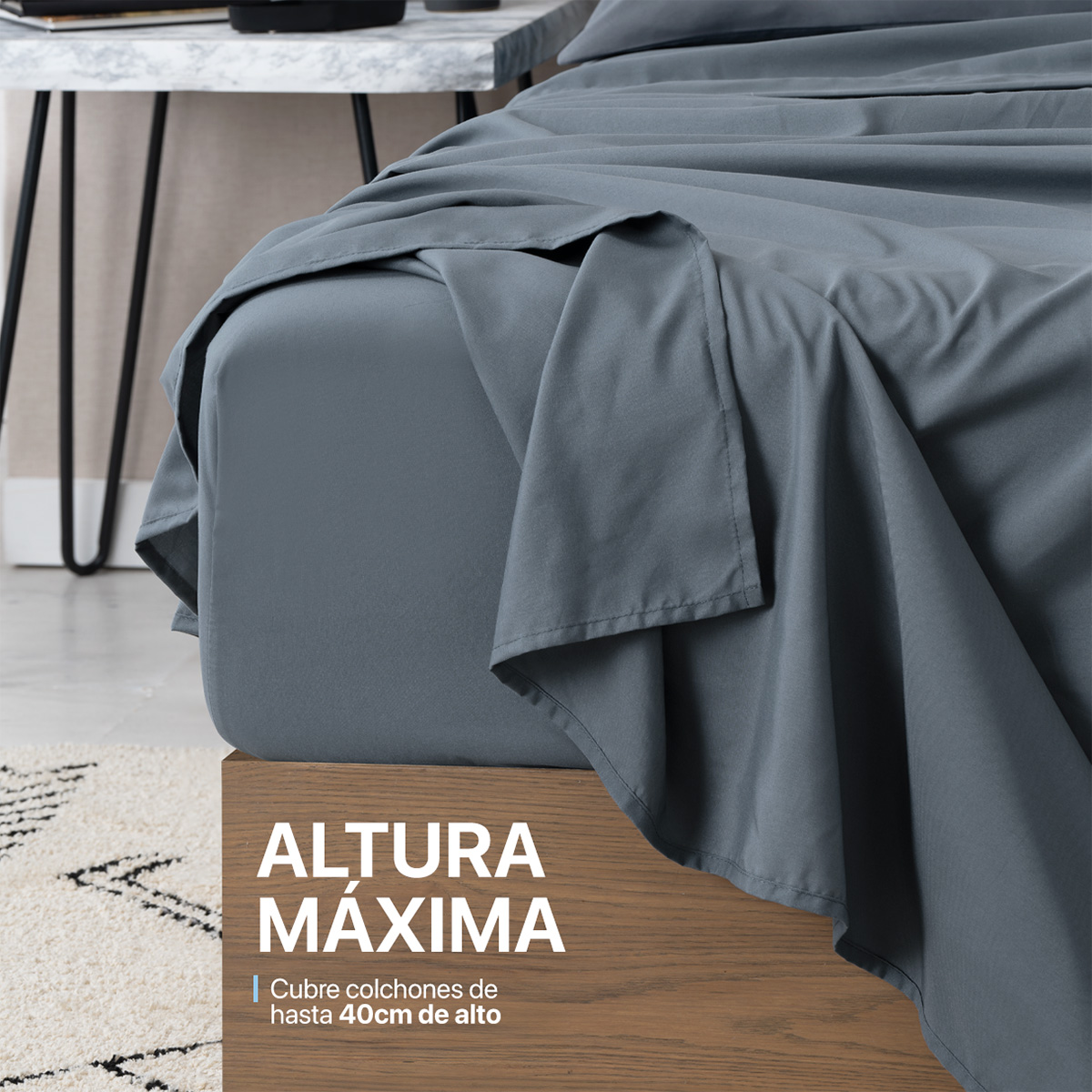 Foto 7 | Juego De Sábanas De Microfibra Esquimal Gris Oscuro King Size + 4 Fundas De Almohada