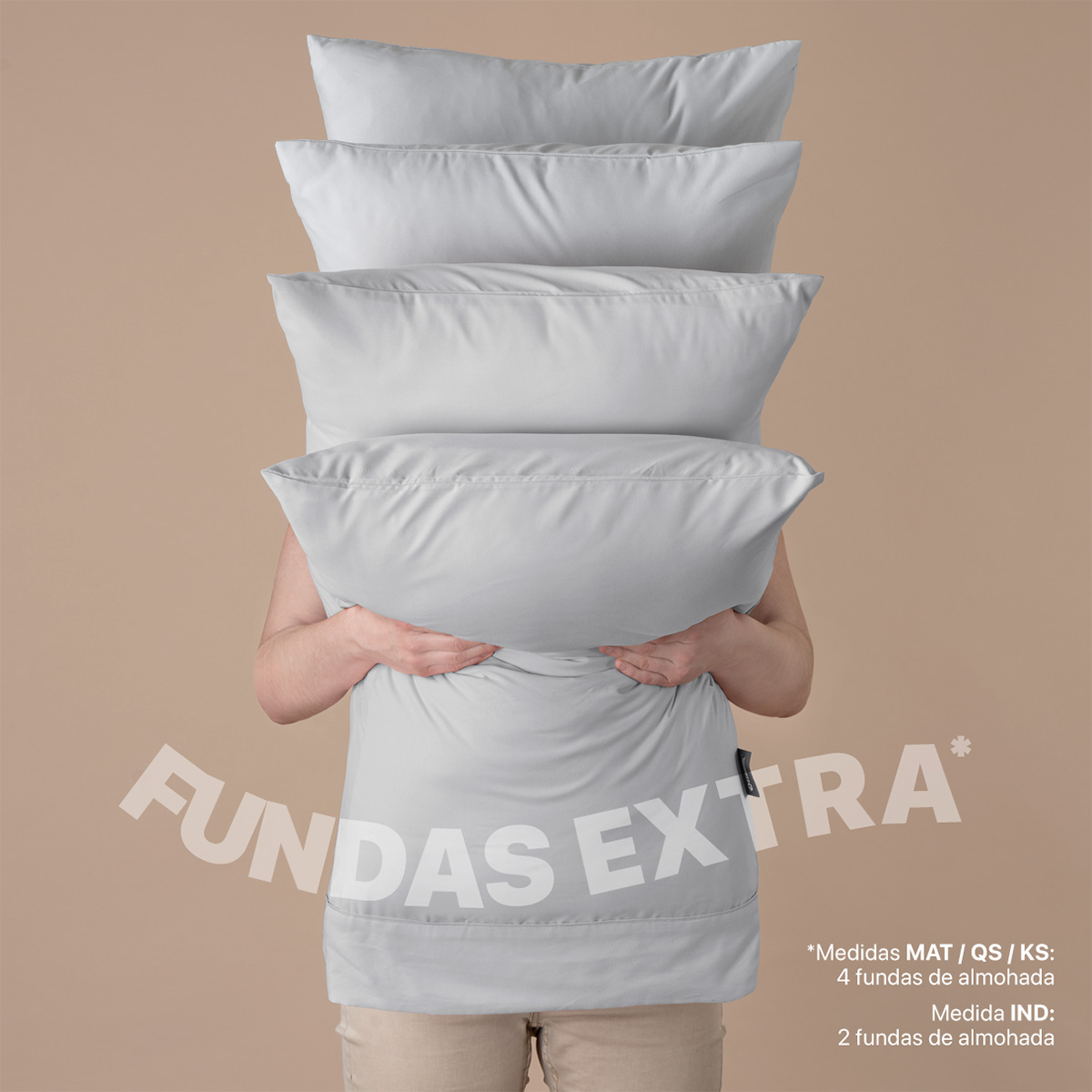 Foto 4 pulgar | Juego De Sábanas De Microfibra Esquimal Gris Claro Matrimonial + 4 Fundas De Almohada