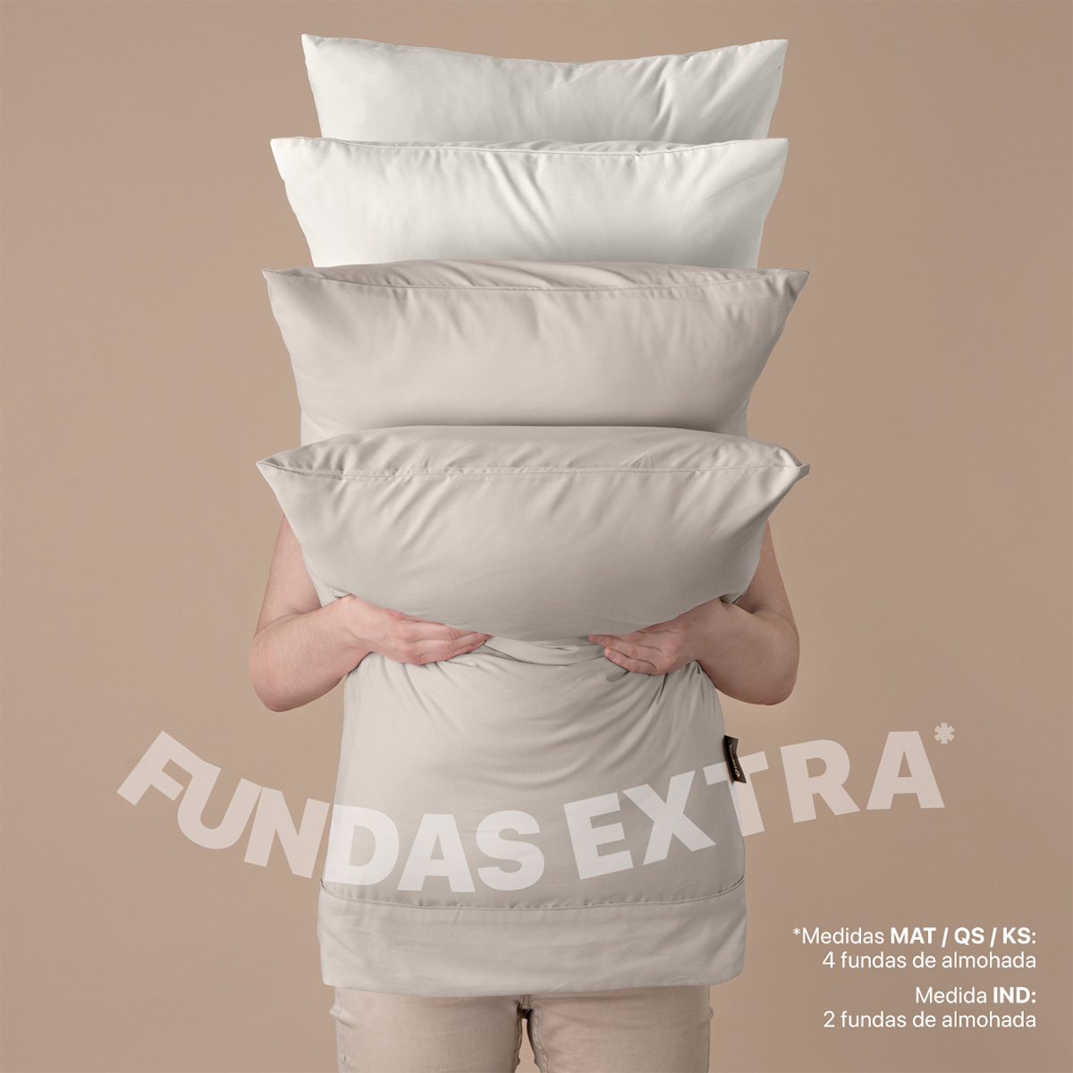 Foto 4 pulgar | Juego De Sábanas De Microfibra Esquimal Khaki-marfil Queen Size + 4 Fundas De Almohada