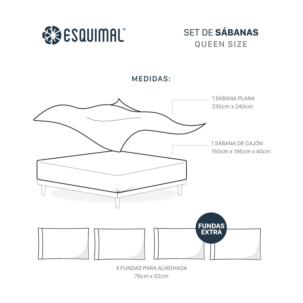 Foto 4 | Juego De Sábanas De Microfibra Esquimal Khaki-marfil Queen Size + 4 Fundas De Almohada