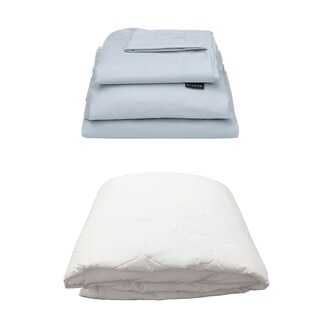 Foto 1 | Protector Ultra Blanco + Sabanas Softy Platino Matrimonial