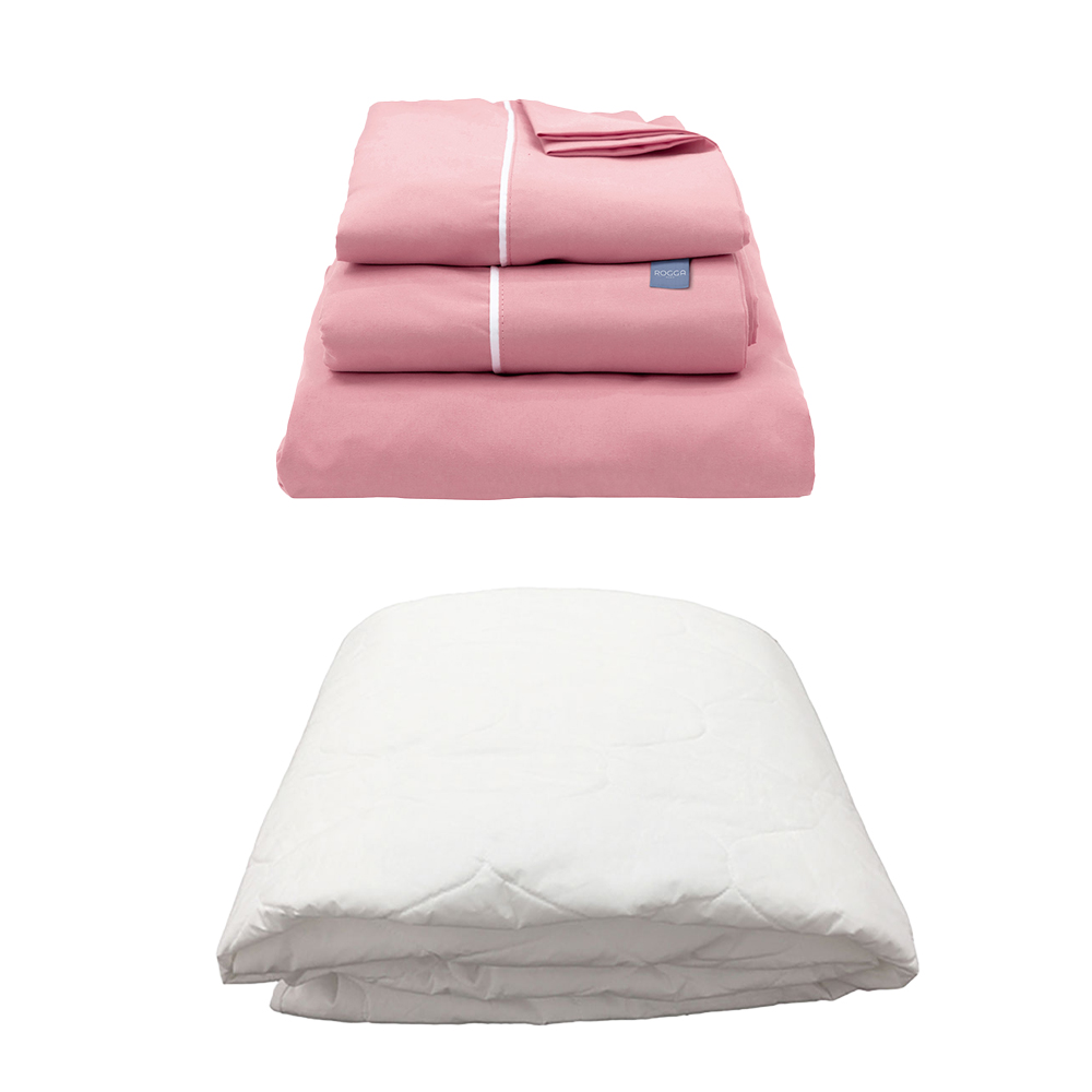 Foto 1 | Protector Ultra Blanco + Sabanas Royal Touch Rosa Queen Size