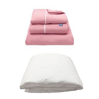 Foto 1 | Protector Ultra Blanco + Sabanas Royal Touch Rosa Queen Size