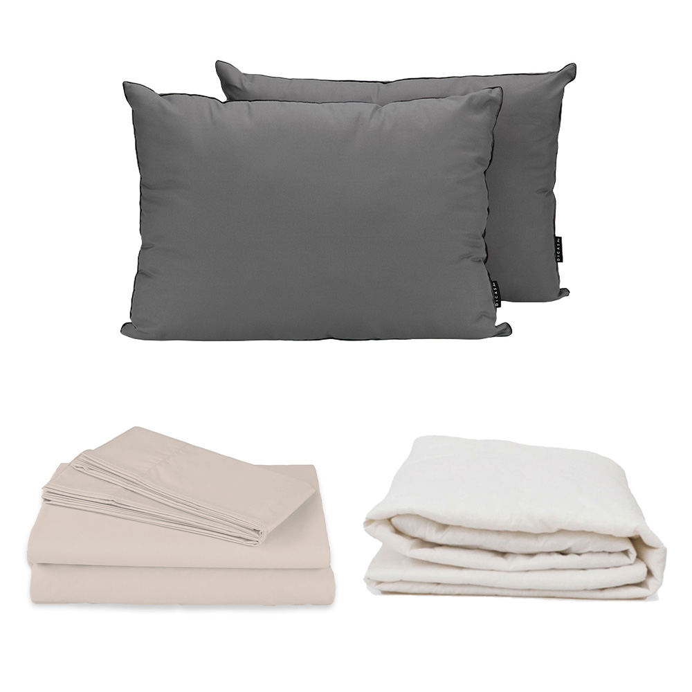 Foto 2 pulgar | Protector Ultra Blanco + Sabanas Basic Crema+ Almohada 2-pack Matrimonial