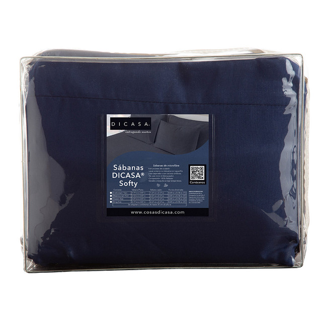 Foto 8 | Protector Ultra Blanco + Sabanas Softy Azul Marino Queen Size