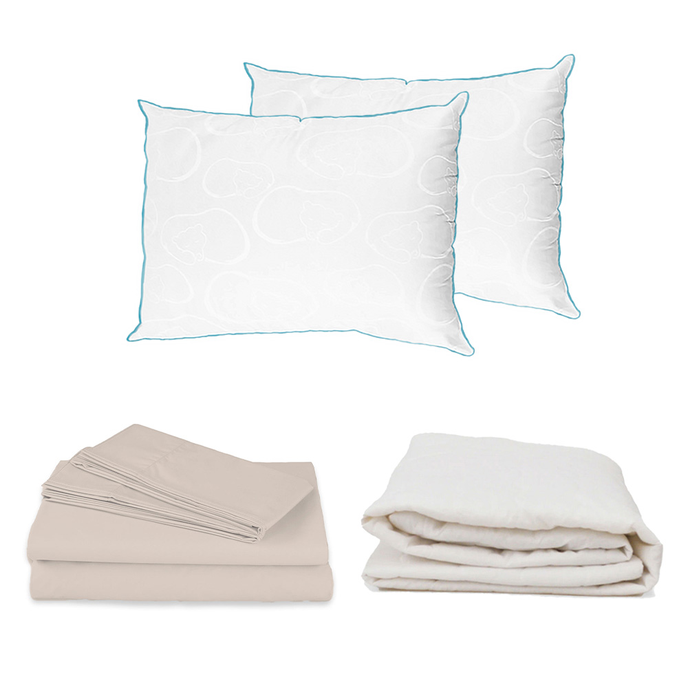 Foto 1 | Protector Ultra + Sábanas Basic Crema + Almohada Osos 2 Matrimonial Dicasa