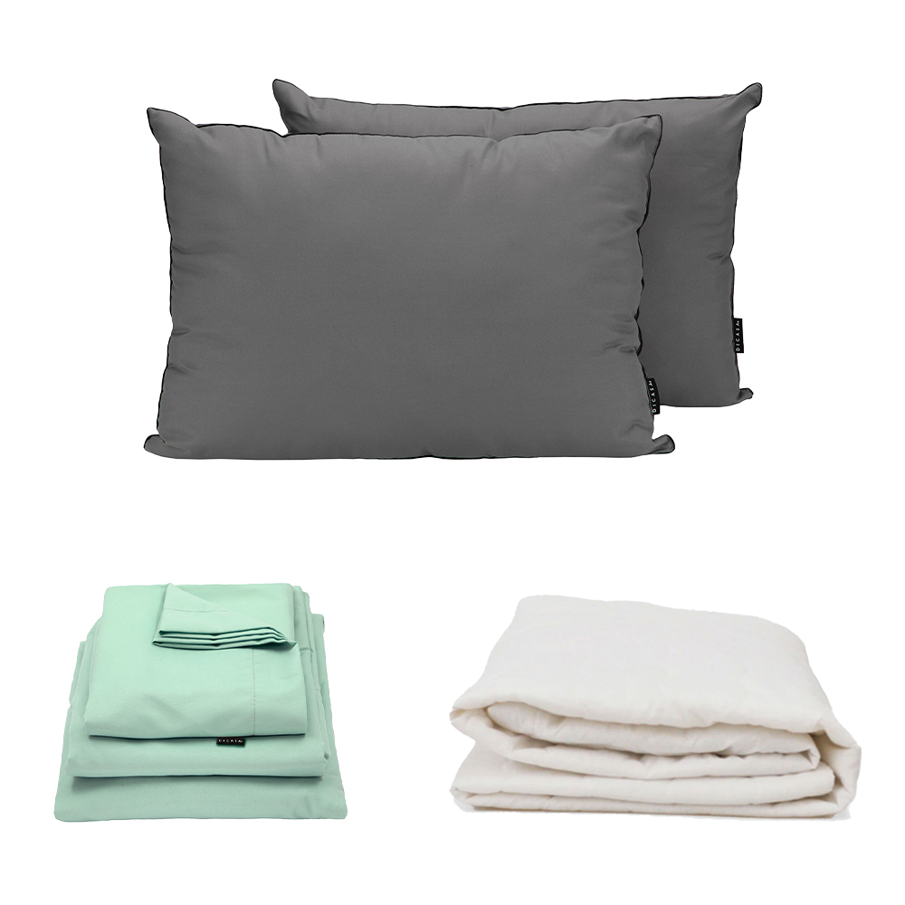 Protector Ultra + Sábanas Softy Menta + Almohada 2-pack Matrimonial Dicasa