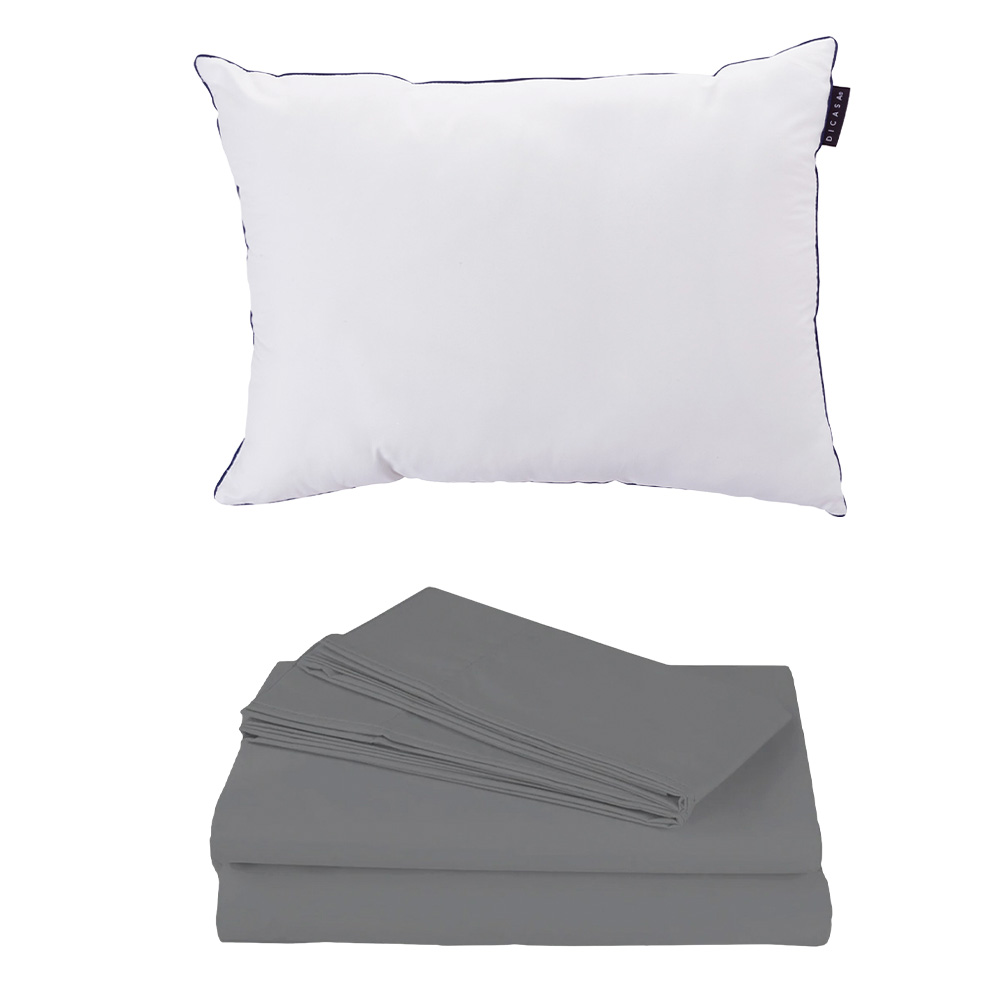 Sabanas Basic Gris + Almohada One Individual