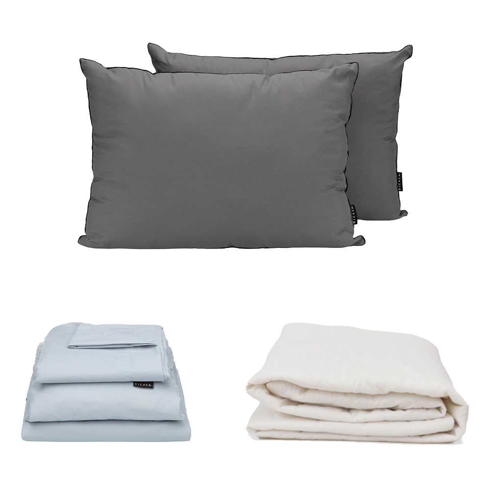 Protector Ultra + Sabanas Softy Platino + Almohada 2-pack Matrimonial