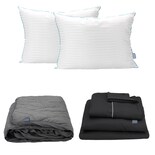 Sabanas Royal Negro + Protector Lux + Almohada Royal Twin King Size