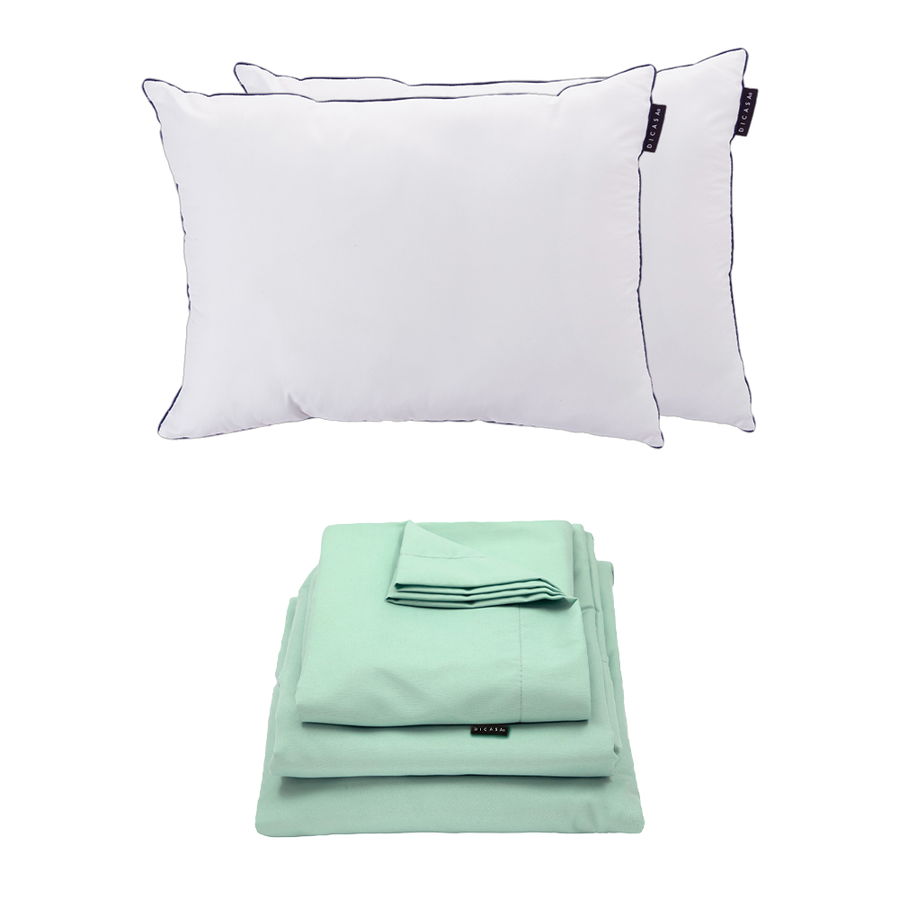 Foto 1 | Sábanas Dicasa Softy Menta + Almohada One 2 Matrimonial