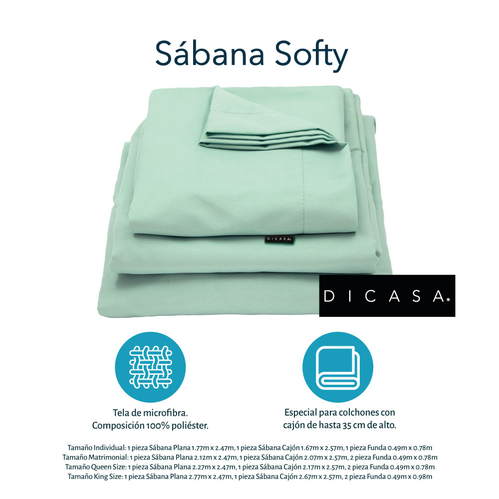 Foto 4 pulgar | Sábanas Dicasa Softy Menta + Almohada One 2 Matrimonial