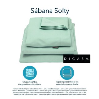 Foto 3 | Sábanas Dicasa Softy Menta + Almohada One 2 Matrimonial