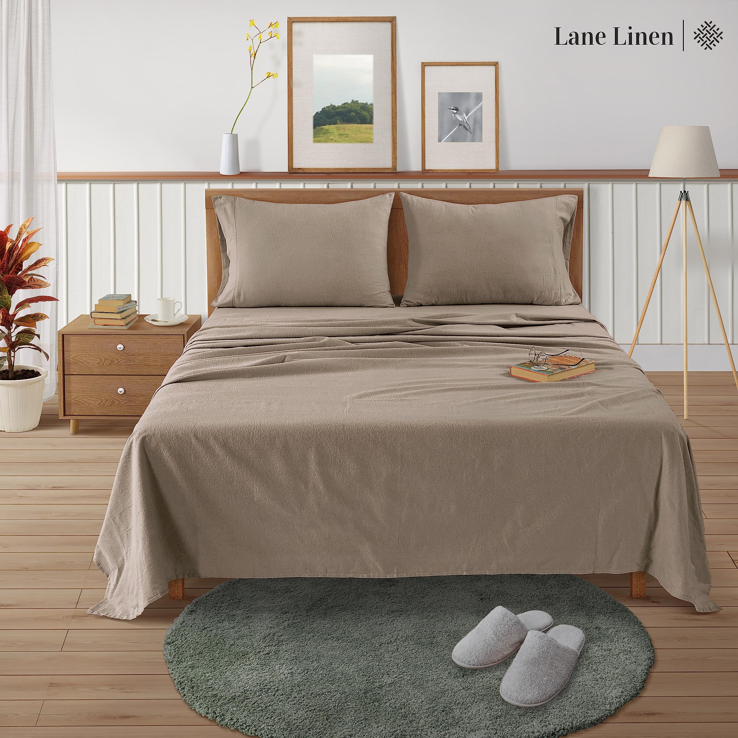Foto 2 | Juego De Sábanas De Franela Lane Linen, 100% Algodón, Franela Twin Xl - Venta Internacional.