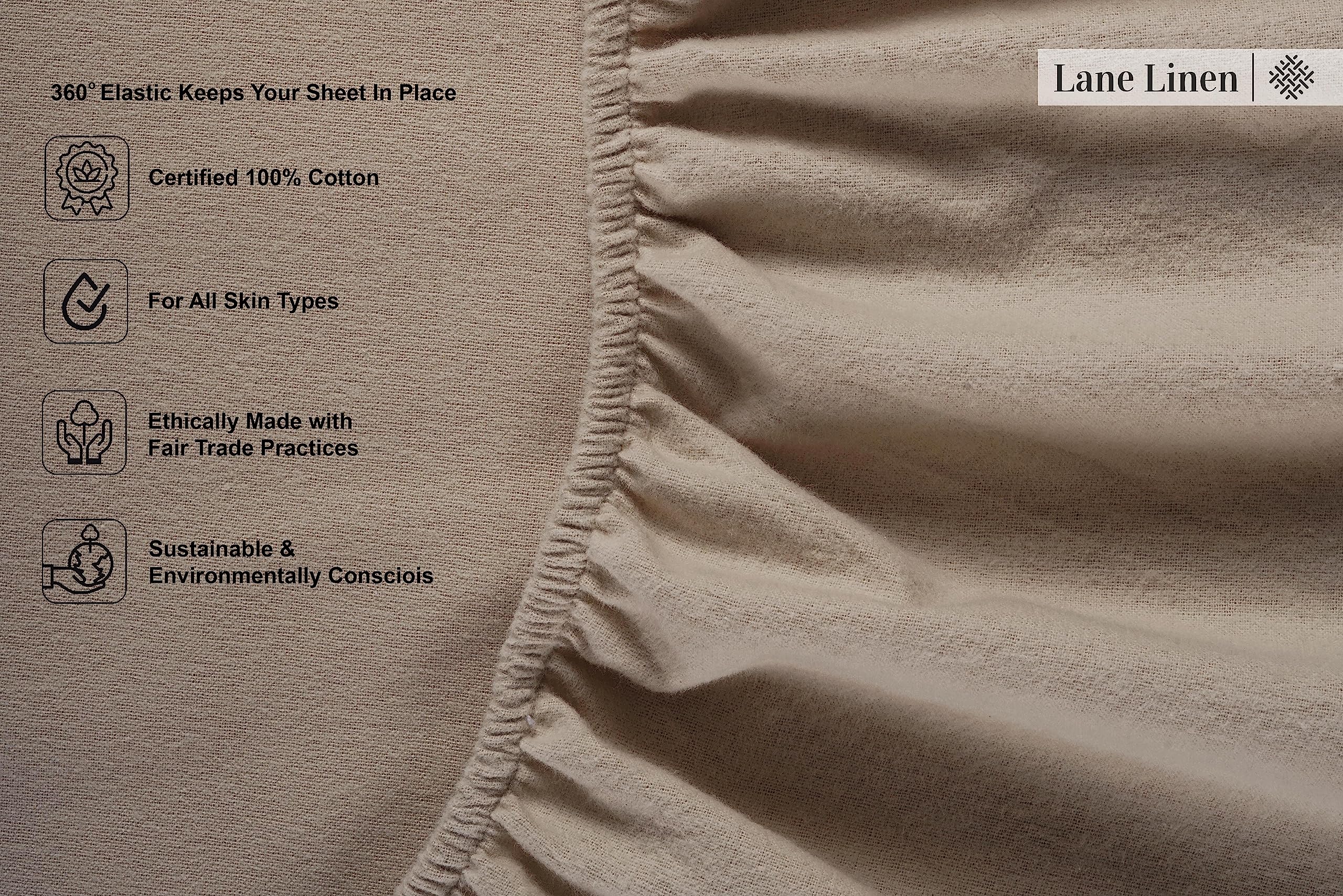 Foto 5 | Juego De Sábanas De Franela Lane Linen, 100% Algodón, Franela Twin Xl - Venta Internacional.