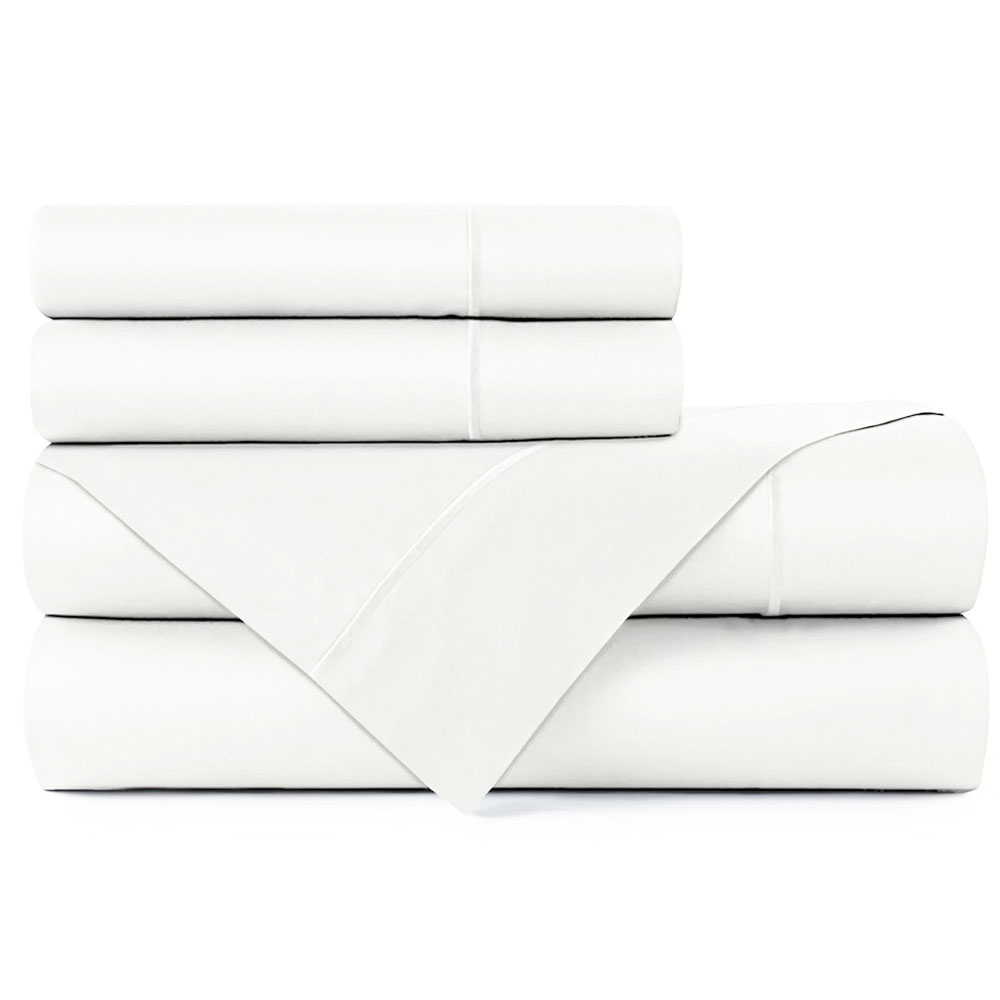 Juego De Sabanas 100% Algodón Frescas Y Transpirables Queen Size Blanco Kyuden Home.