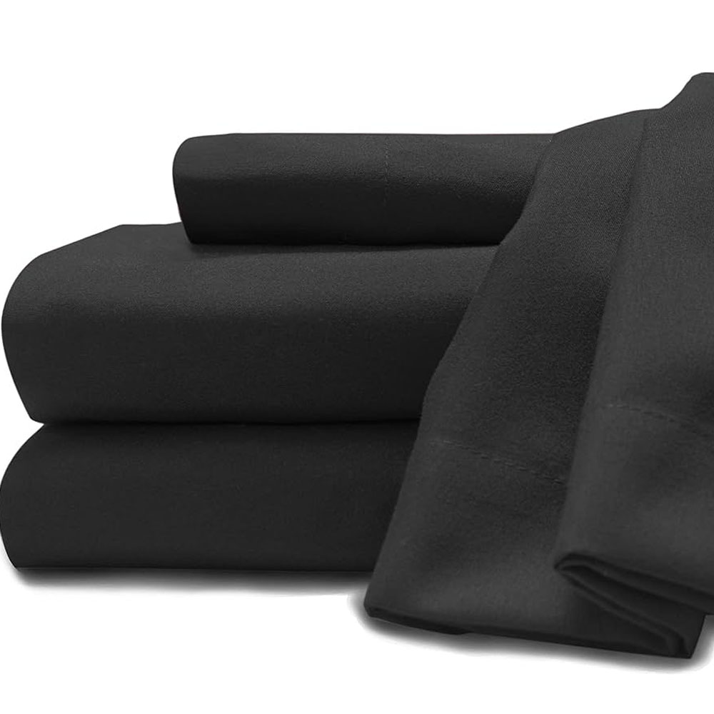 Juego De Sabanas Microfibra Frescas Y Antiarrugas King Size Negro Kyuden Home