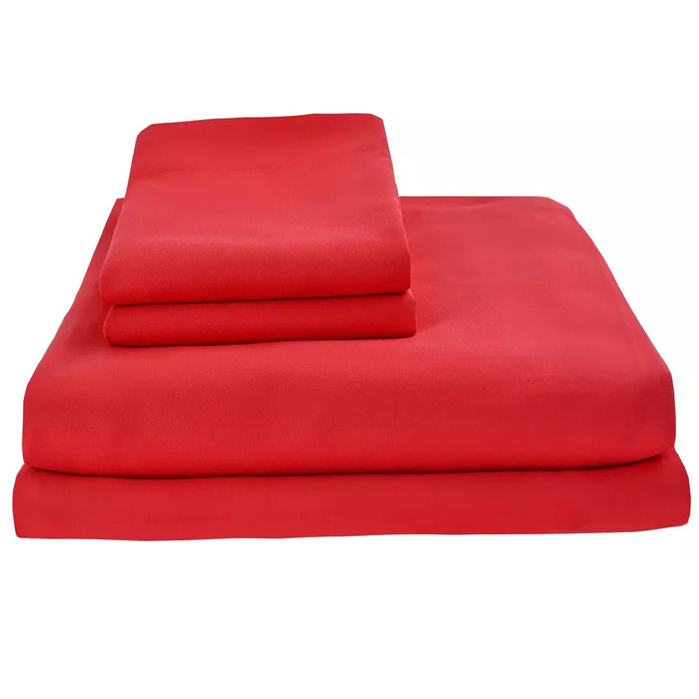 Juego De Sabanas Microfibra Frescas Y Antiarrugas King Size Rojo Kyuden Home