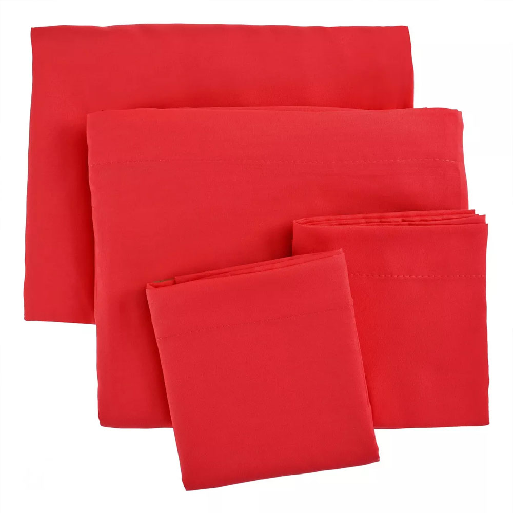 Foto 4 pulgar | Juego De Sabanas Microfibra Frescas Y Antiarrugas King Size Rojo Kyuden Home