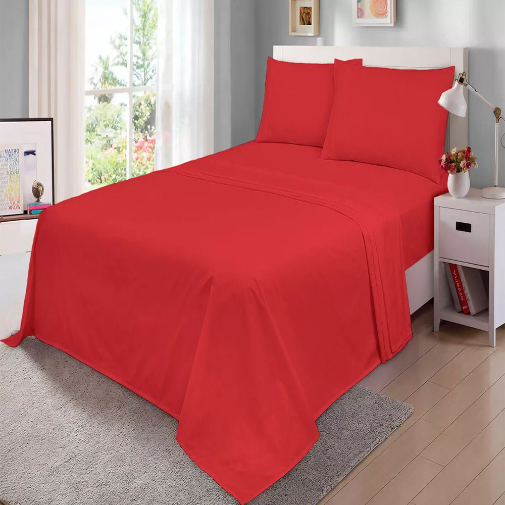 Foto 4 | Juego De Sabanas Microfibra Frescas Y Antiarrugas King Size Rojo Kyuden Home