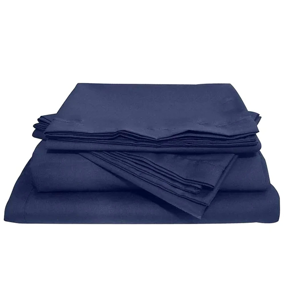 Juego De Sabanas Microfibra Frescas Y Antiarrugas King Size Navy Marino Kyuden Home
