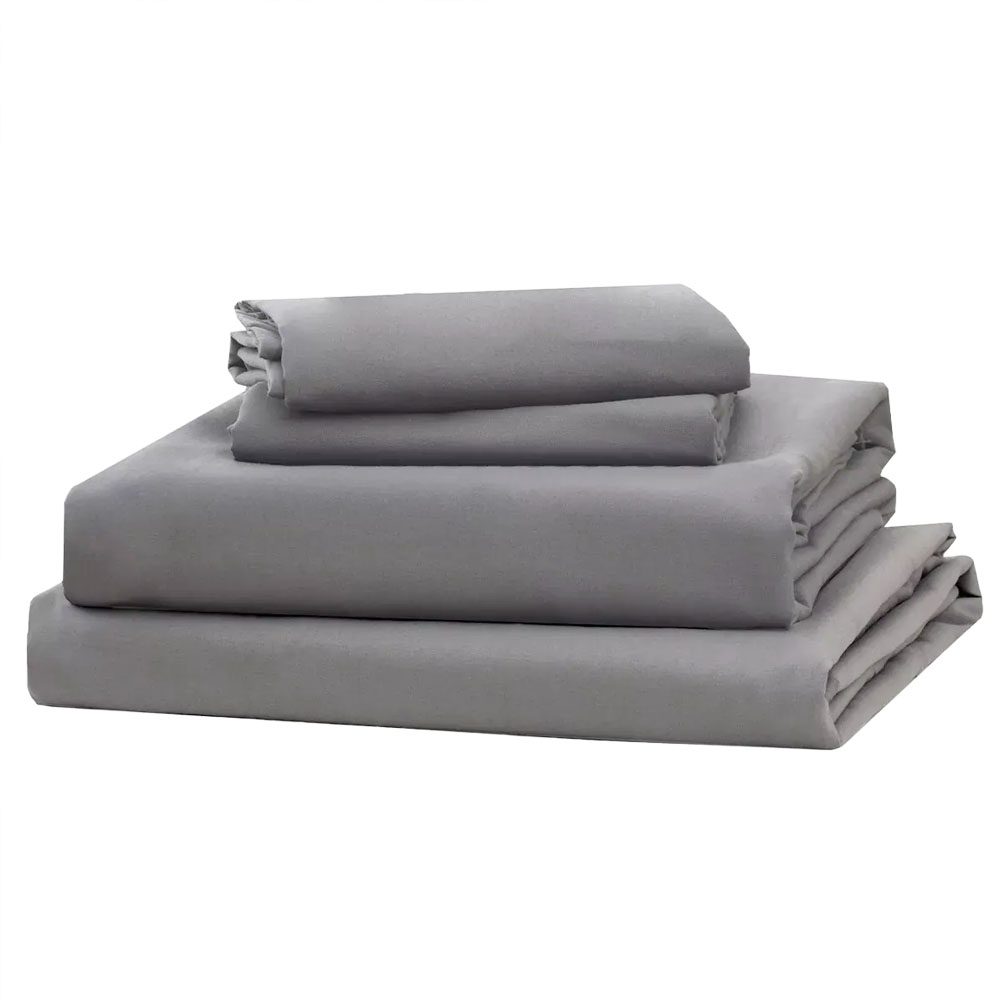 Juego De Sabanas Microfibra Frescas Y Antiarrugas King Size Gris Oxford Kyuden Home