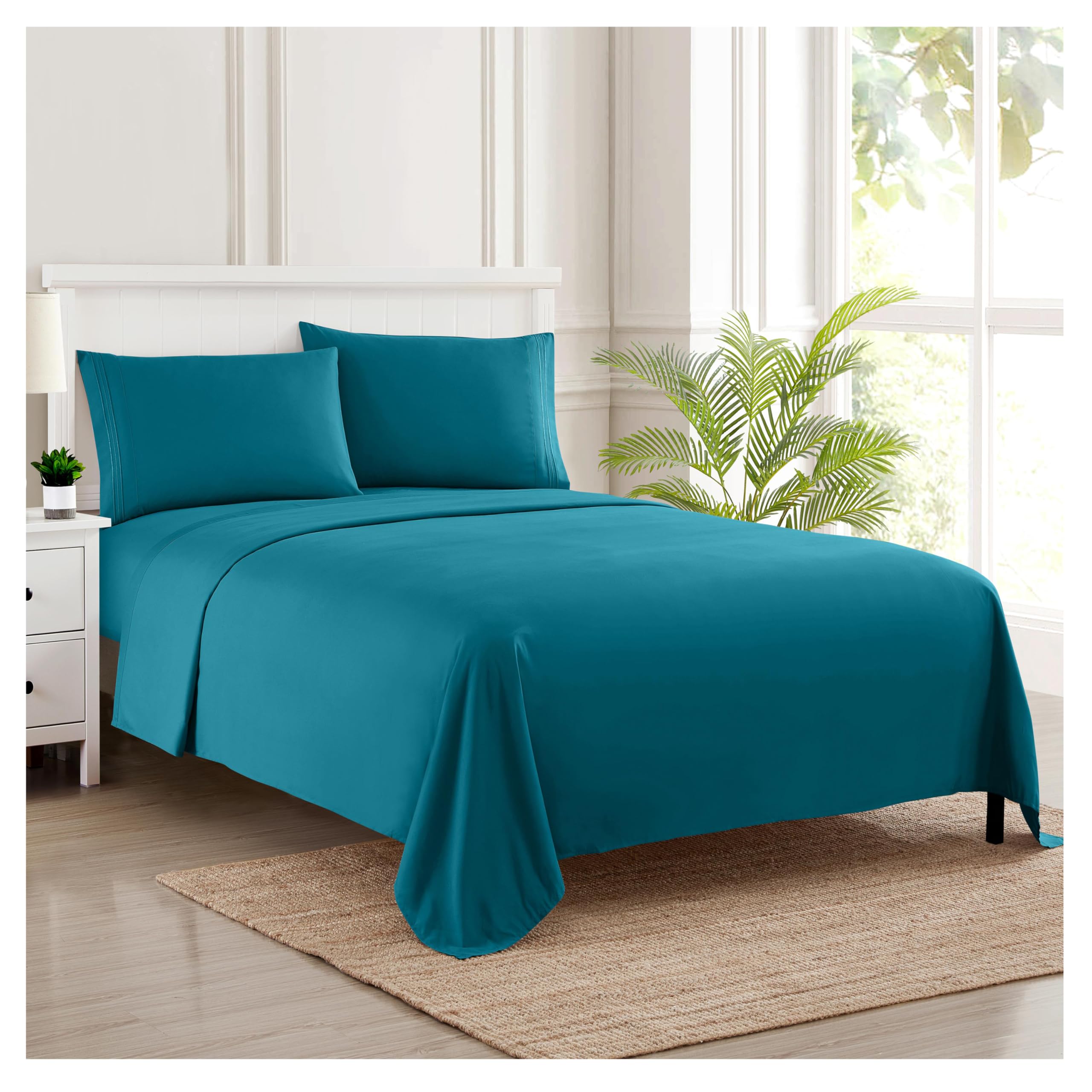 Juego De Sábanas Sweet Home Collection 1800 Supreme Twin Xl, Color Verde Azulado - Venta Internacional.