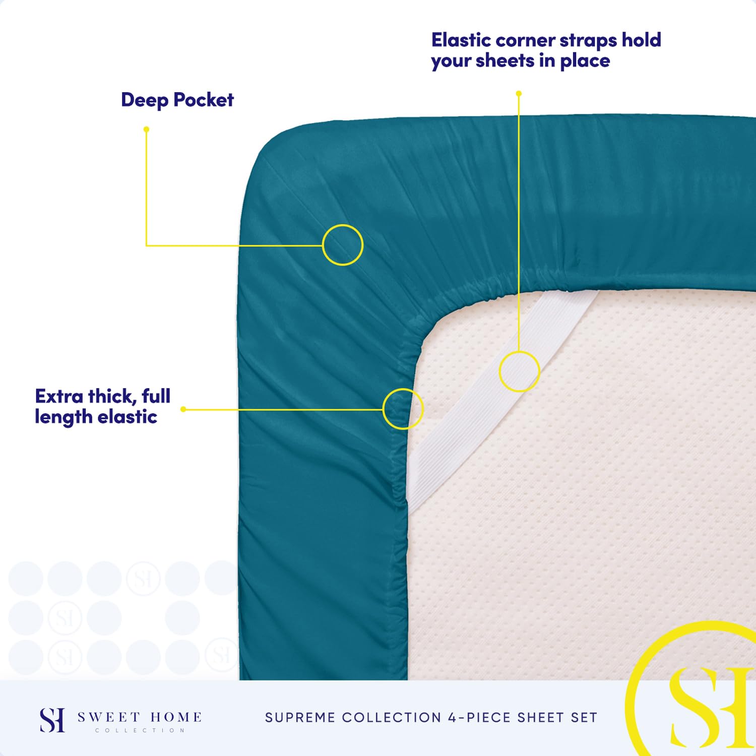 Foto 5 | Juego De Sábanas Sweet Home Collection 1800 Supreme Twin Xl, Color Verde Azulado - Venta Internacional.