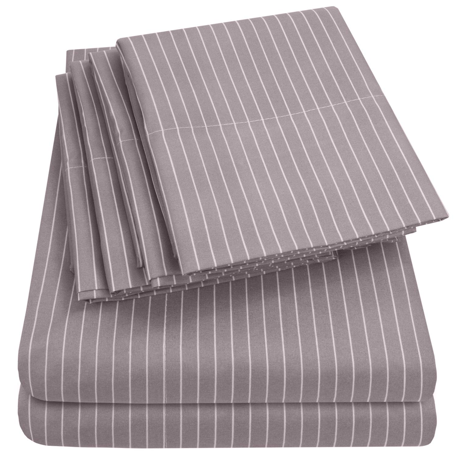 Juego De Sábanas Sweet Home Collection Pinstripe Gray Queen - Venta Internacional.