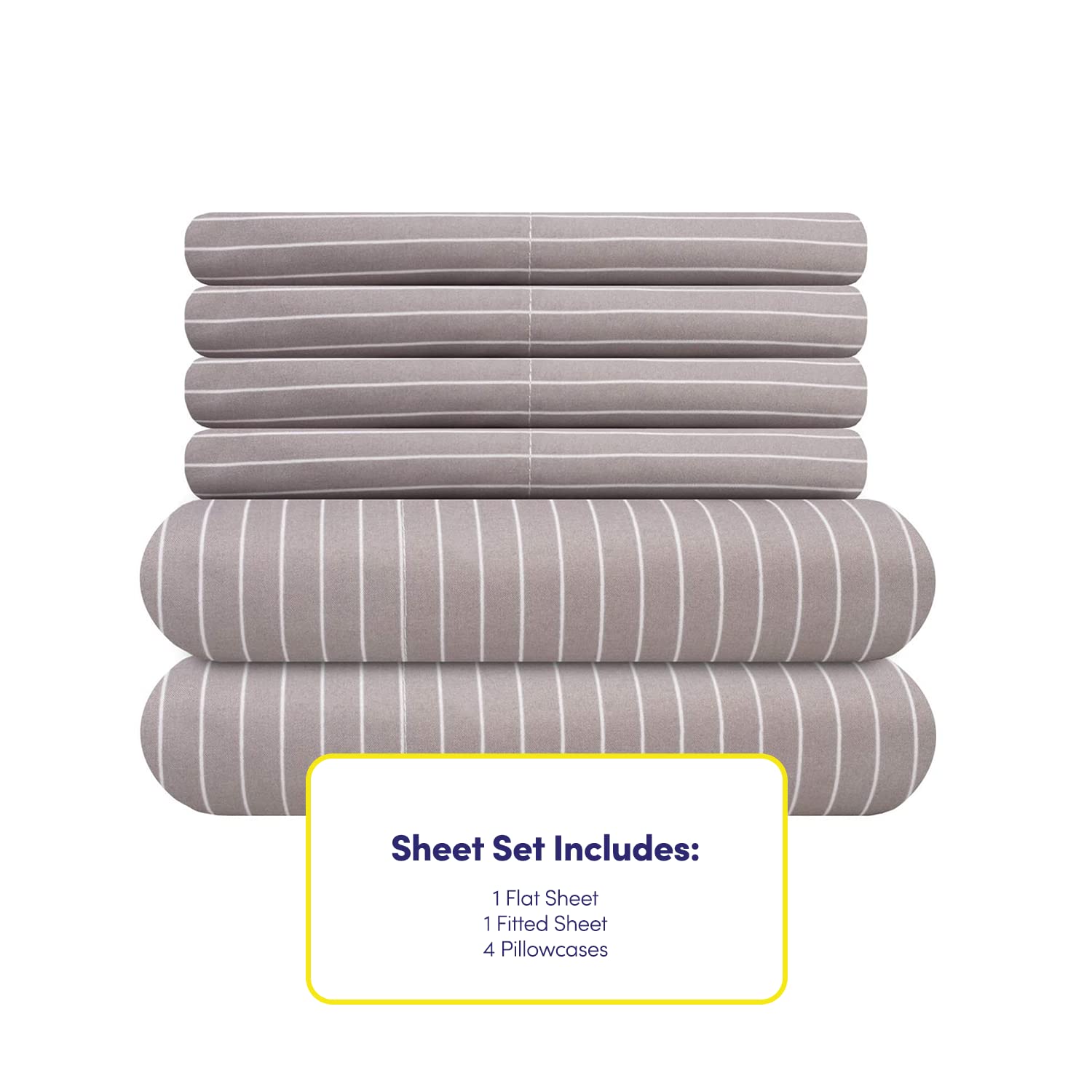 Foto 5 pulgar | Juego De Sábanas Sweet Home Collection Pinstripe Gray Queen - Venta Internacional.