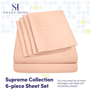 Foto 2 | Juego De Sábanas Sweet Home Collection, Tamaño Queen, Color Melocotón, 6 Unidades - Venta Internacional.