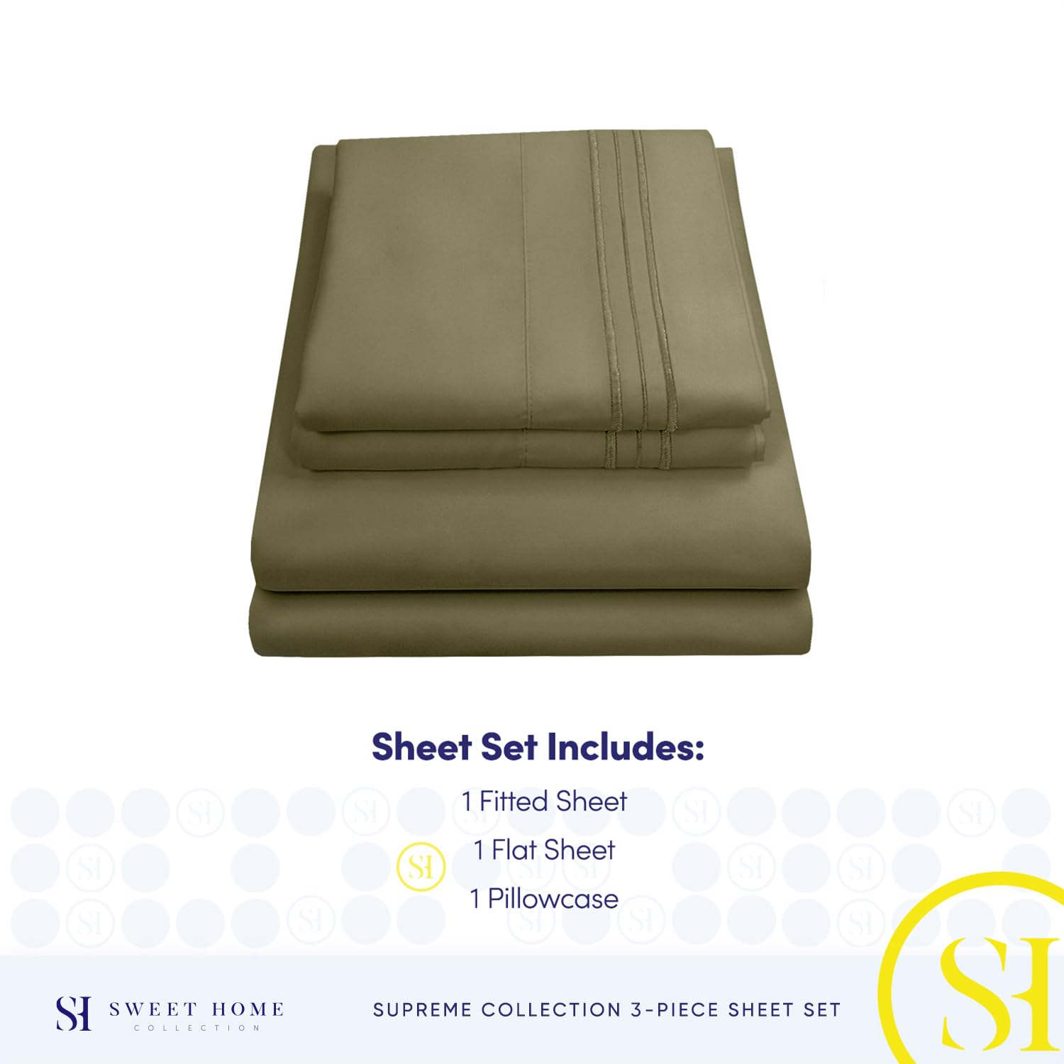 Foto 5 pulgar | Juego De Sábanas Sweet Home Collection Twin Olive 1800 Supreme - Venta Internacional.