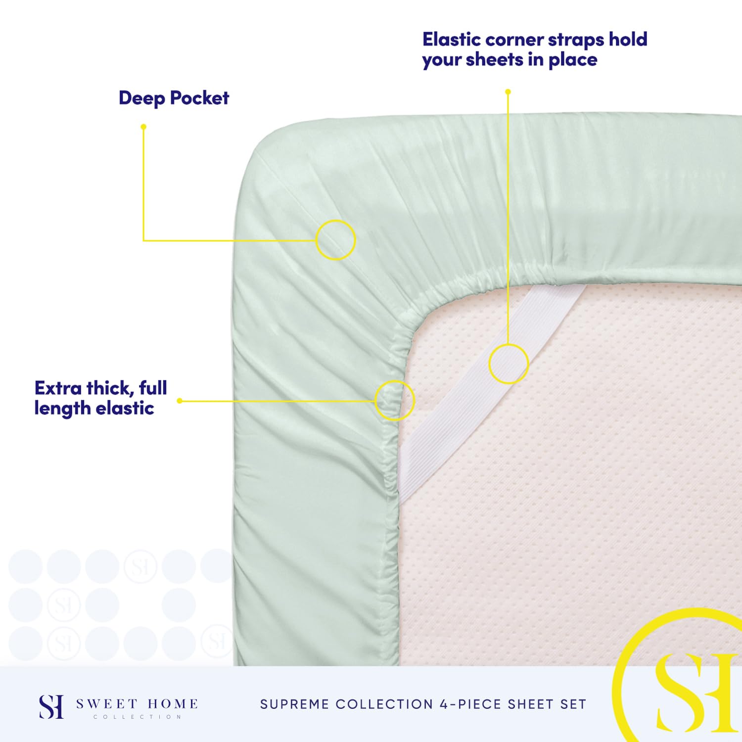 Foto 6 pulgar | Juego De Sábanas Sweet Home Collection Split King Mint 1800tc - Venta Internacional.